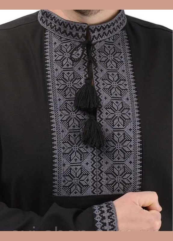Вышиванка мужская черная из льна Традиция, раз.56 4PROFI (294909875)