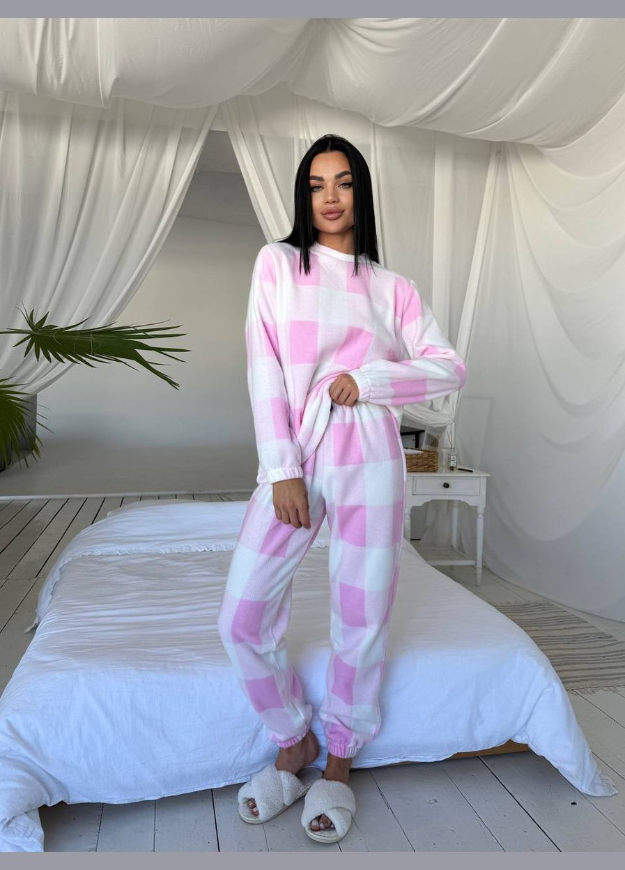 Рожева зимня піжама жіноча кофта + брюки No Brand