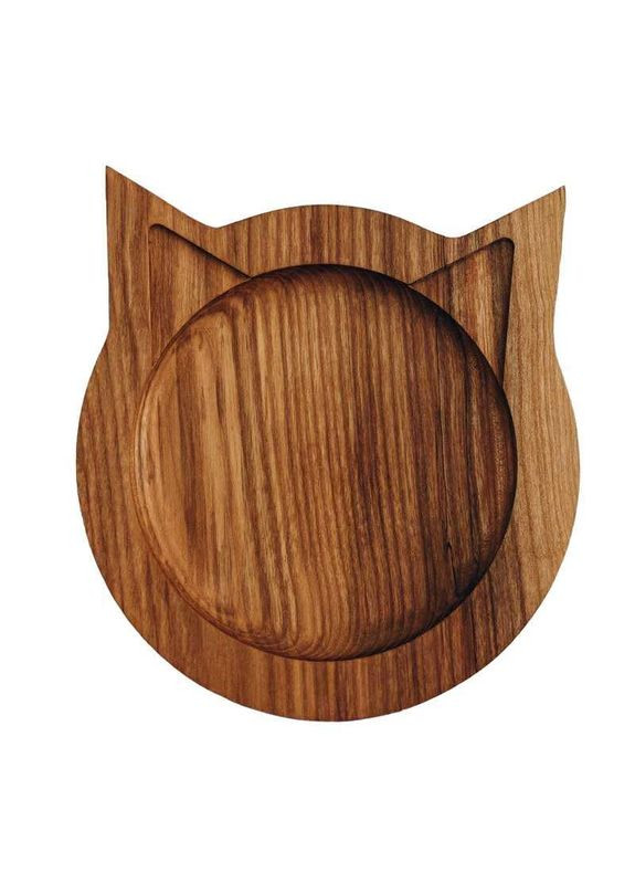 Миска дерев'яна плоска для котів 245 мл (4821001000014) Not only pets (345637783)