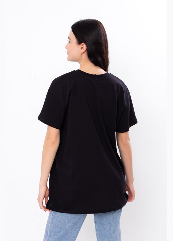 Чорна літня футболка жіноча (оверсайз) з коротким рукавом Носи своє