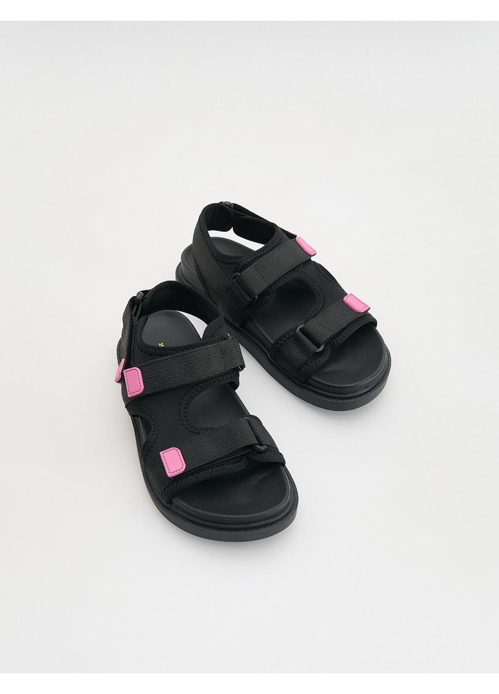 Черные спортивные детские сандалии для девочки черные (25091110) Reserved на липучке
