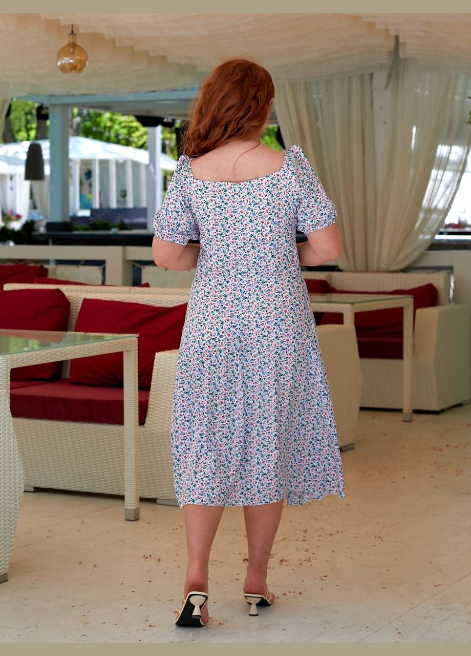 Белое повседневный женское платье батал а-силуэт Україна с цветочным принтом