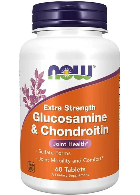 Глюкозамін та хондроїтин для суглобів Glucosamine & Chondroitin 60 таб Now Foods (357340426)