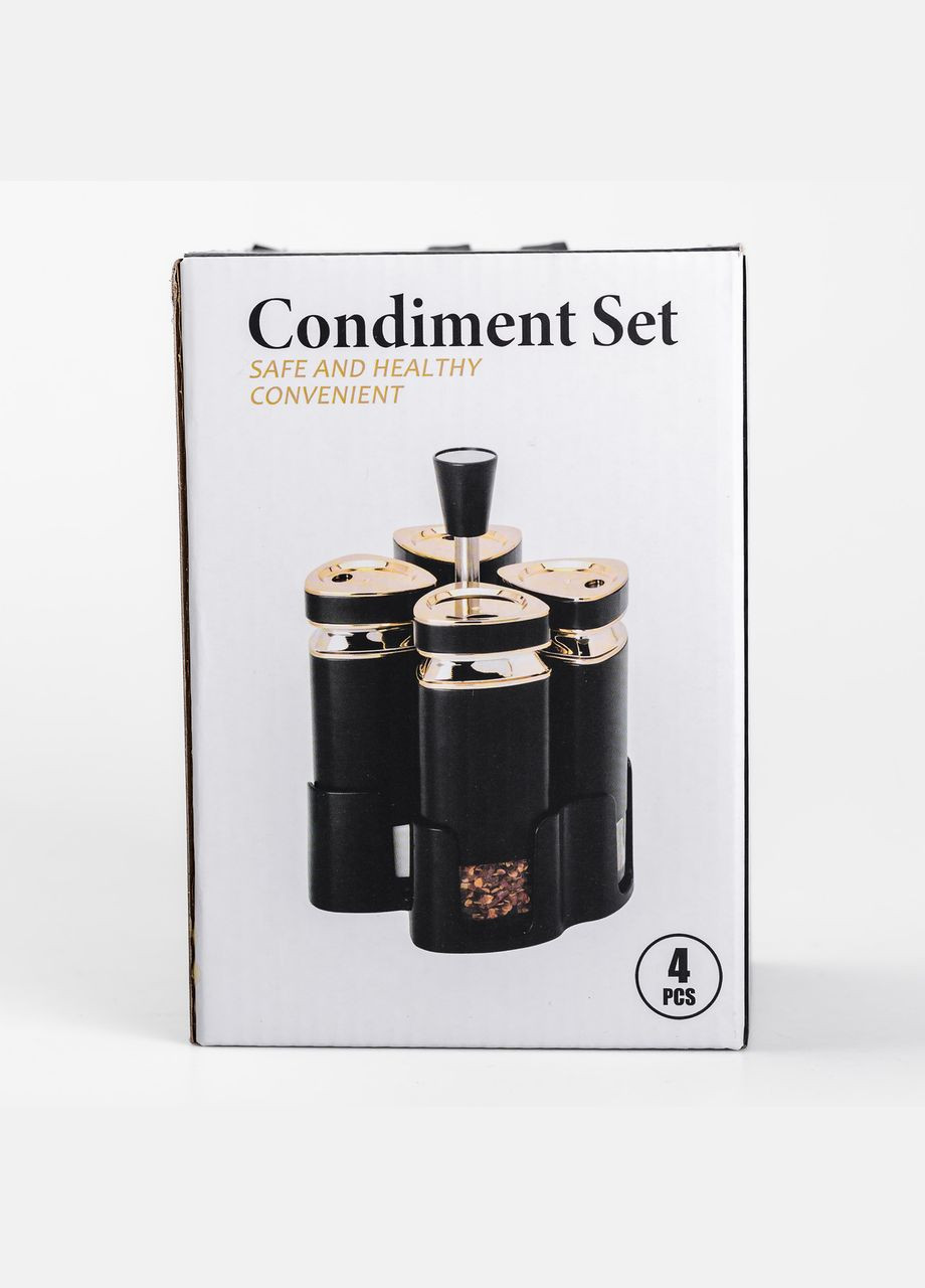 Набор для специй на подставке 4 предмета 10х10х17 см емкости для приправ 120 мл HP-1312 Yiwu (322654120)