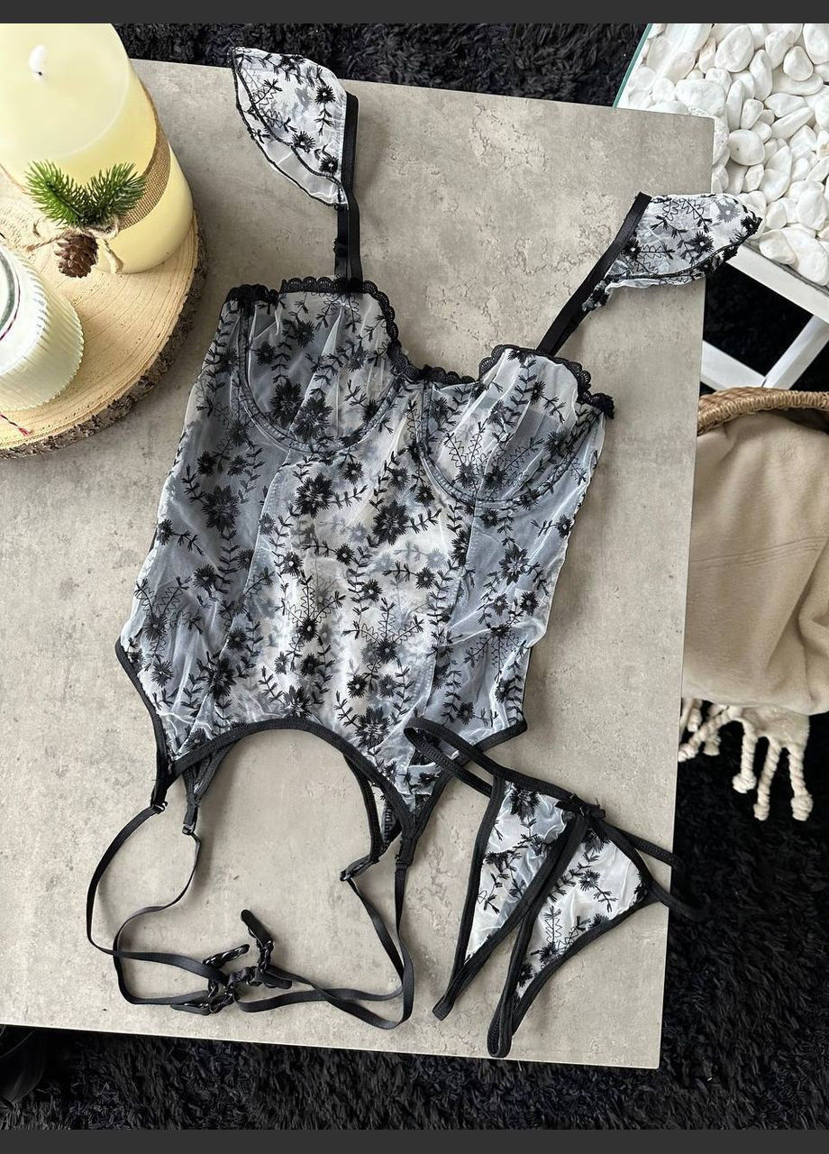 Черный комплект эротического белья Domino