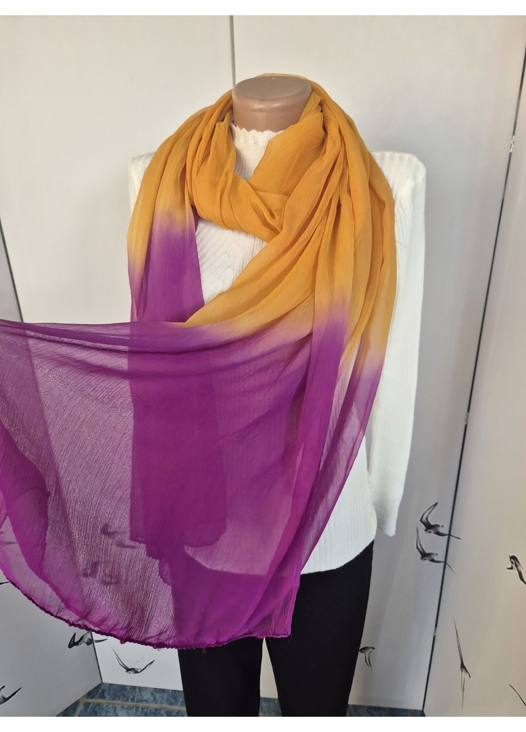 Шарф-палантин жіночий з градієнтним переходом літо-весна-осінь 200х97 см G&N (367047320)