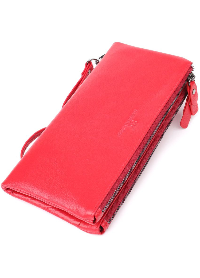 Шкіряний жіночий гаманець на три відділення 23109 Червоний st leather (329148781)