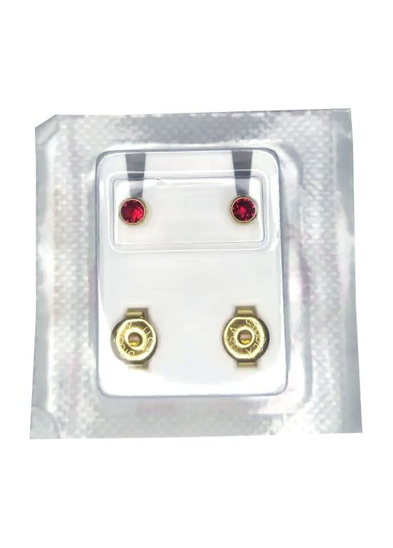Сережки-гвоздики пусети середні завальцьовані золото, камінь рубін, 12 пар 3 мм R207Y STUDEX (360502344)