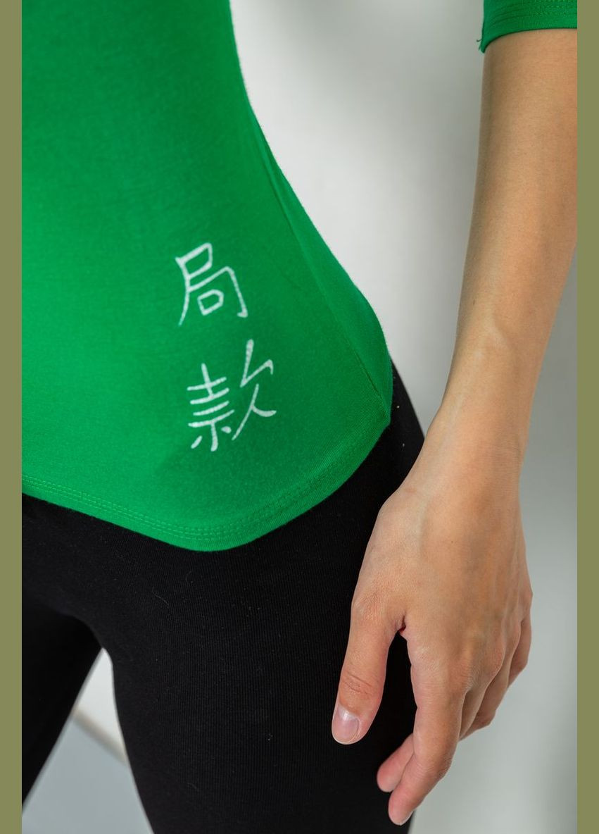 Зеленая футболка женская с удлиненным рукавом Ager 186R304