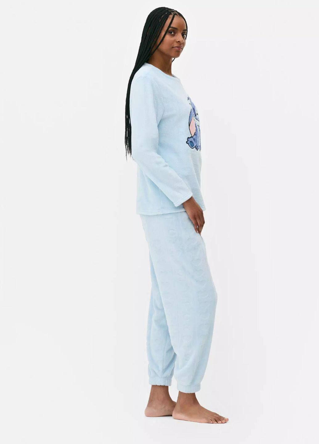 Голубая зимняя плюшевые пижамные штаны disney fleece для дома и сна молочный (8345) Primark