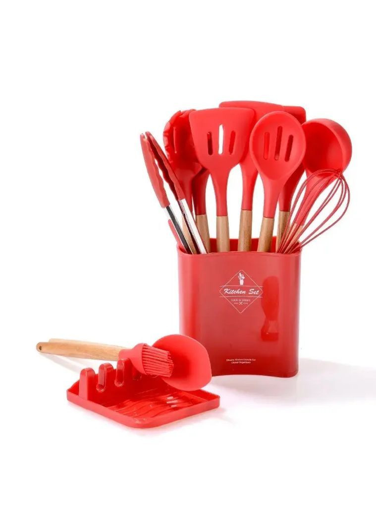 Набор кухонных принадлежностей ZP-053 из 12 предметов силиконовый Красный Zepline (364301892)