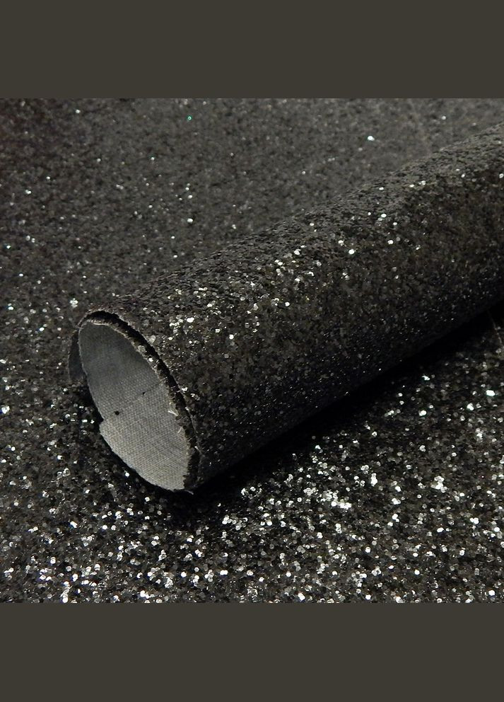 Экокожа с крупным глиттером, лист 35х20 см, черная No Brand (340483300)