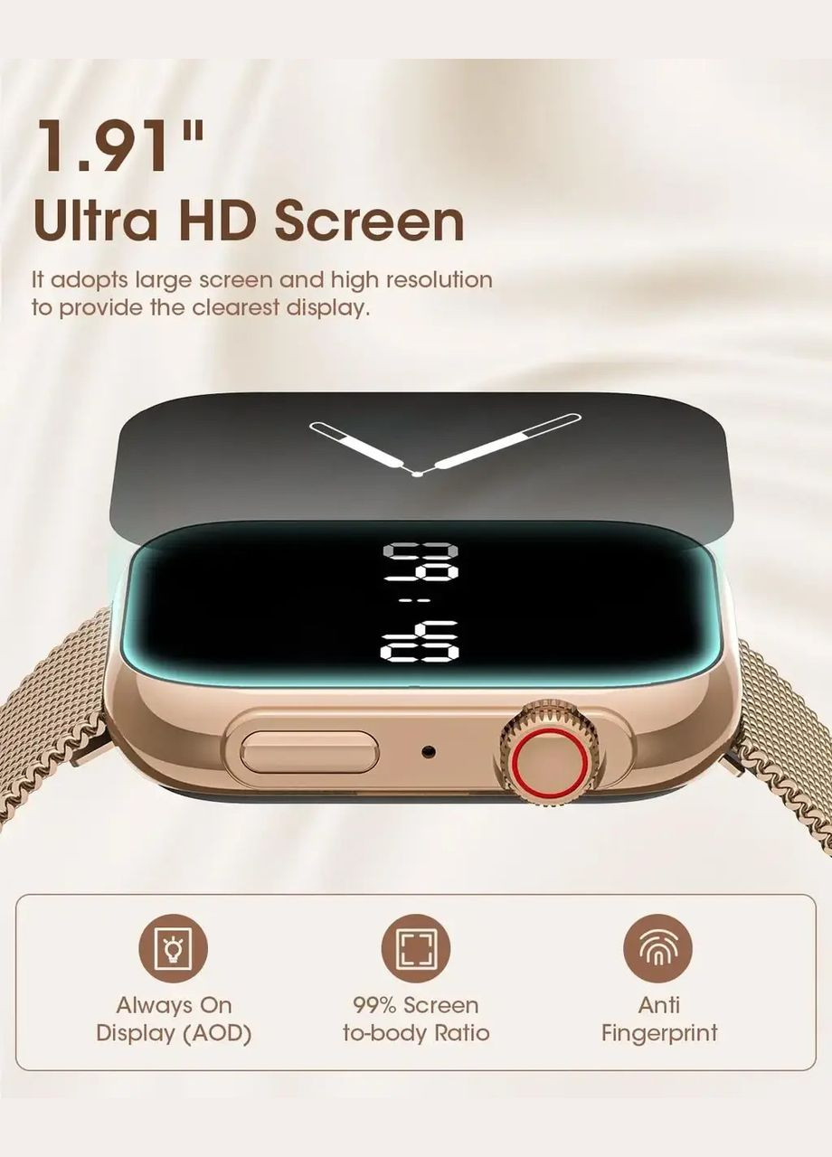 Смарт-годинник, Ultra HD екран, Bluetooth дзвінки, з двома ремінцями, Black Melanda (305059889)