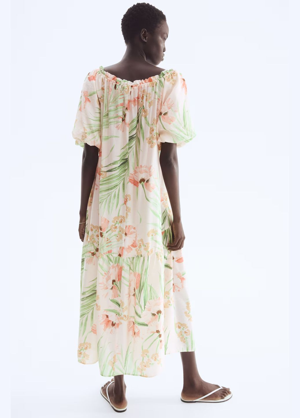 Комбинированное кэжуал платье H&M с цветочным принтом