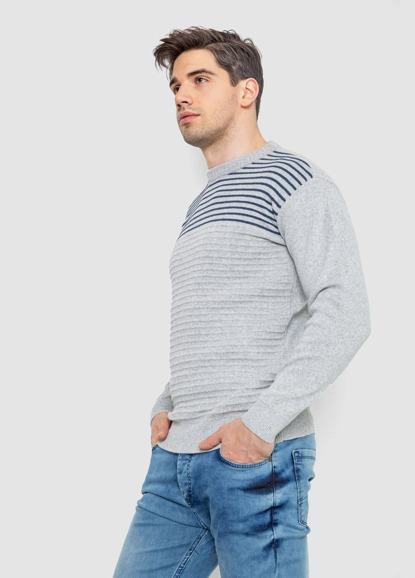 Світло-сірий зимовий светр чоловічий в смужку Ager 161R1029