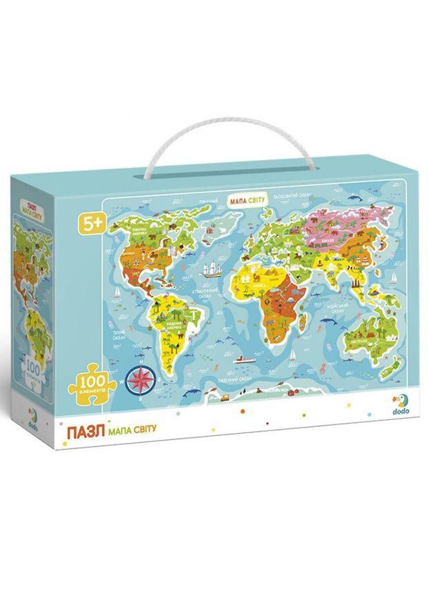 Детский пазл "Карта Мира" DoDo 300110/100110, 100 элементов No Brand (339779778)
