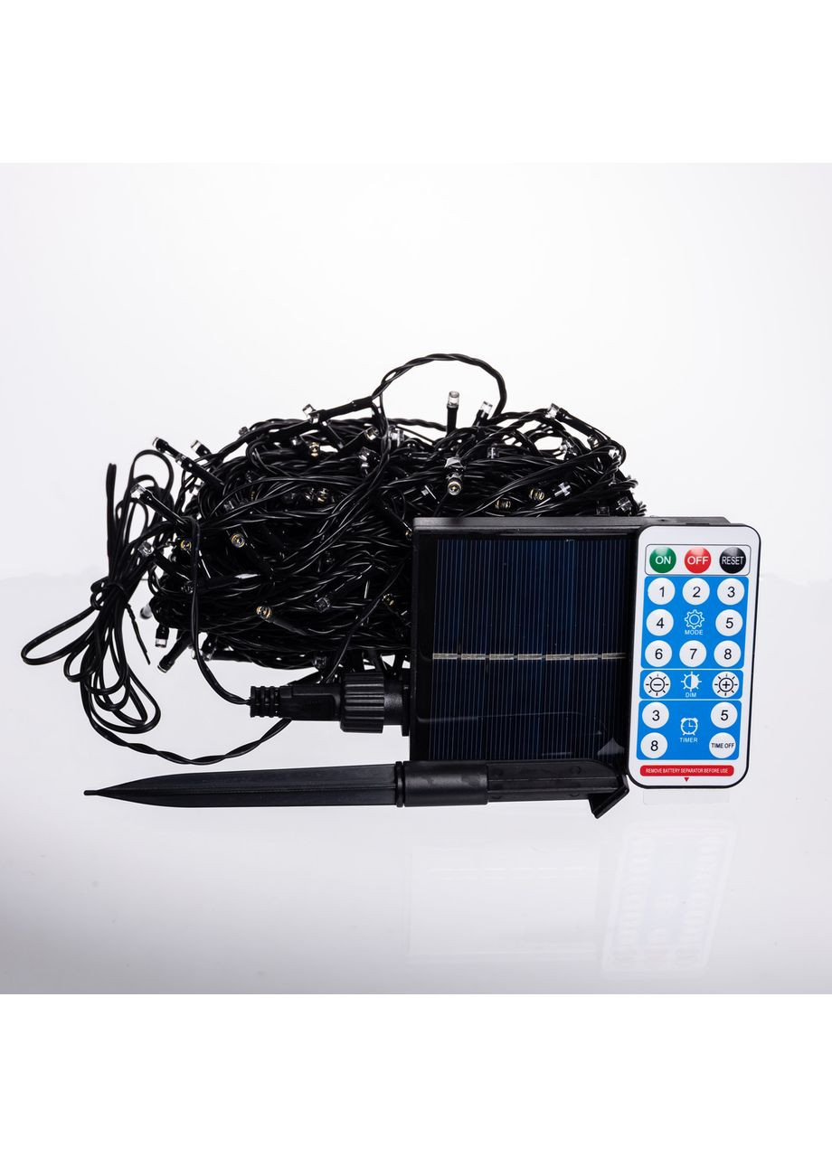 Новорічна гірлянда вулична 30 м 300 LED з сонячною батареєю чорний провід Жовтий SB300L30MBY Jooki (366037807)