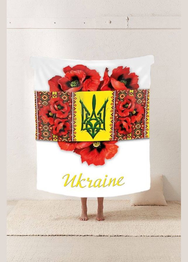 Плед патриотический 3D Маковое сердце Украины 12168 160х200 см FlexDress (364489943)