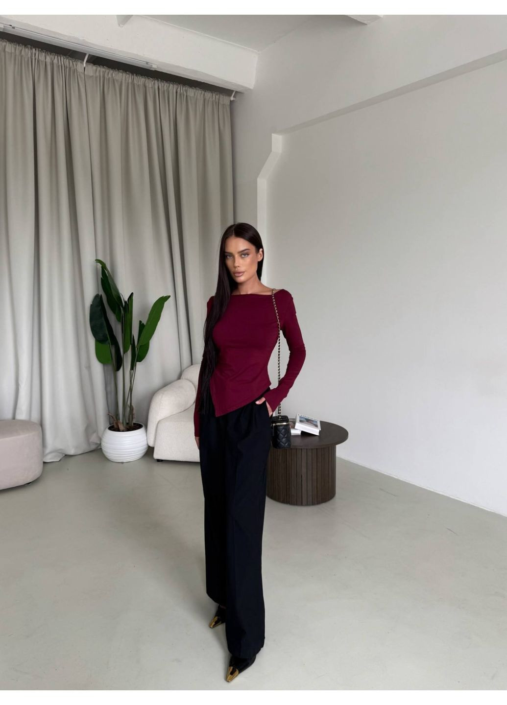 Базовые ассиметричные женские лонгсливы — 3 стильных цвета. queensleep_7km (351586555)