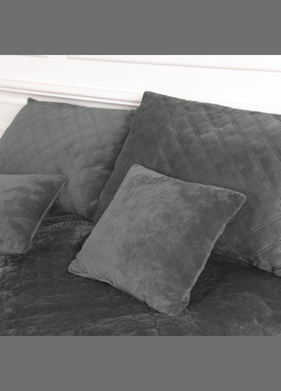 Покривало Велюрове м'яке Сіре Полуторний розмір 150х210 см ромб/круглий ТЕП (323645214)