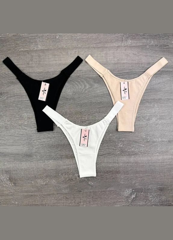 Базовые женские трусы-танга из хлопка с широкими лямками Voronin Танга (340268414)