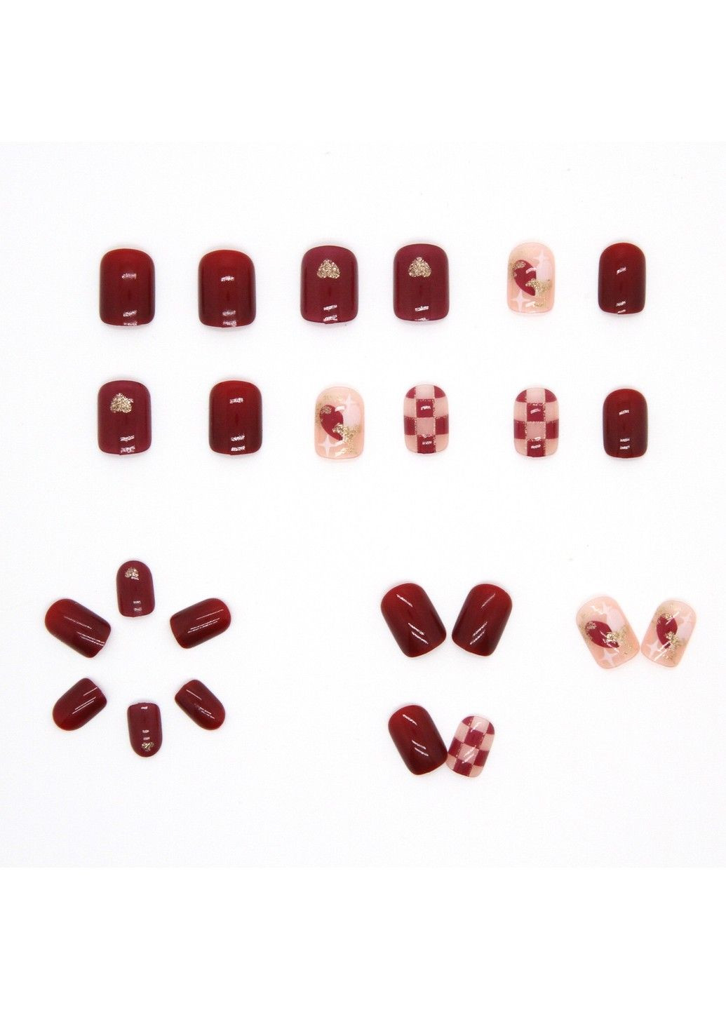 Накладные ногти 24 штук с клеем Красный 24 шт (A9781) Nails (308864043)