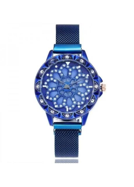 Часы женские с каучуковым ремешком Голубые No Brand Classic Diamonds (318972597)