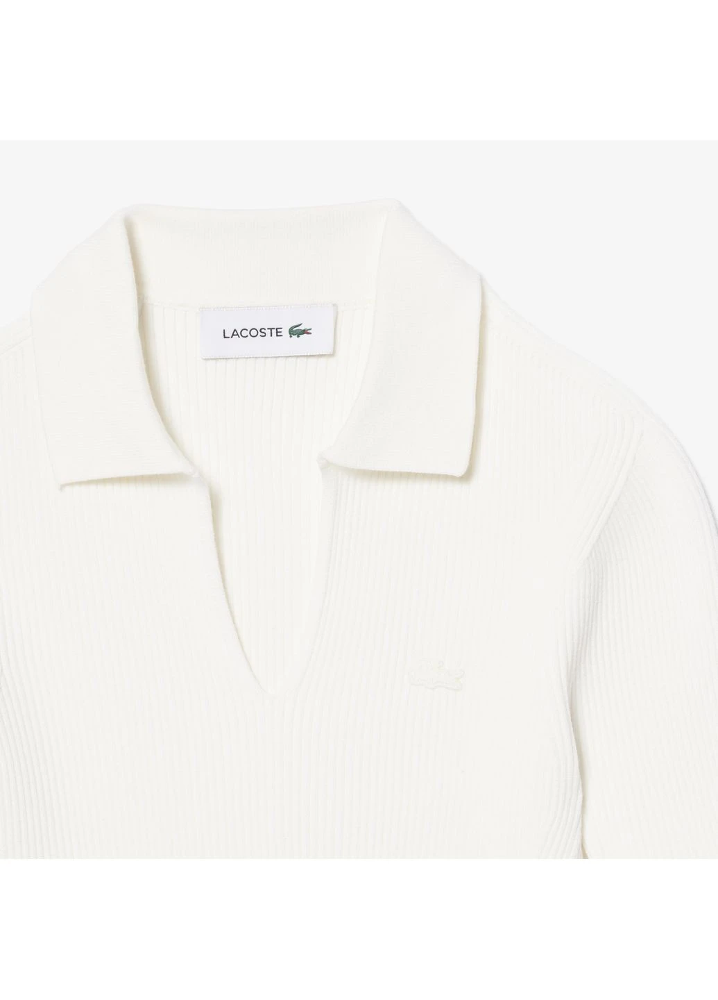 Белая женская футболка-поло Lacoste однотонная