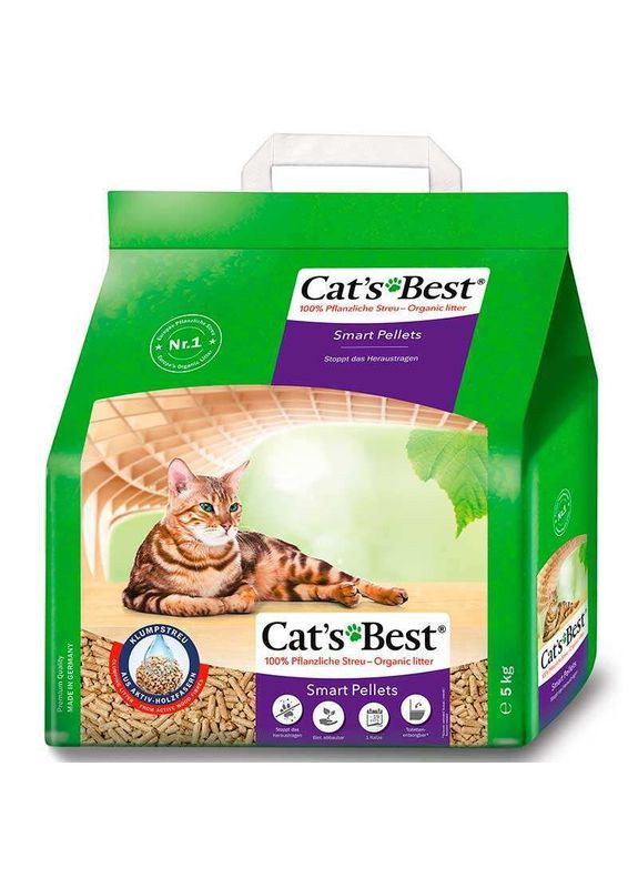 Наполнитель древесный гранулированный комкующийся для кошачьего туалета Smart Pellets - 5 кг Cat's Best (327999658)