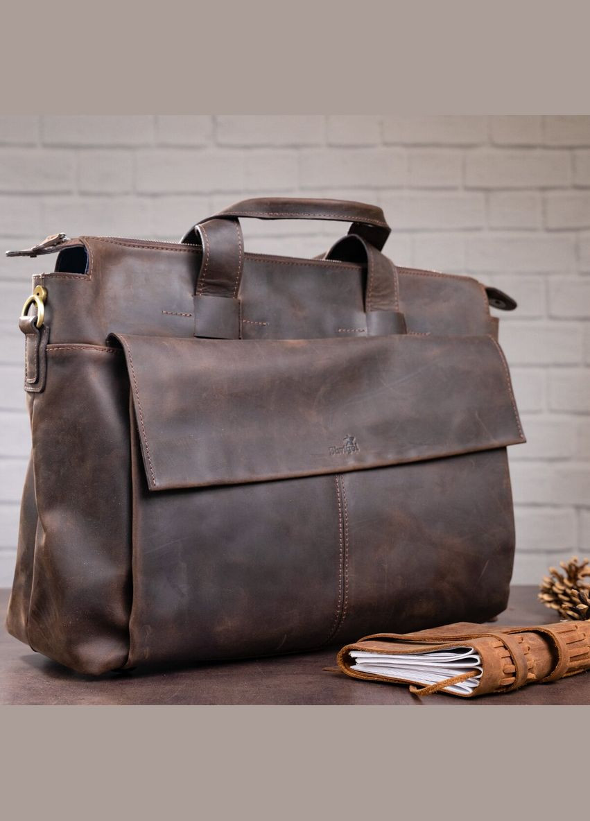 Большая сумка мужская кожаная через плечо 11119 Коричневая Shvigel (302008607)