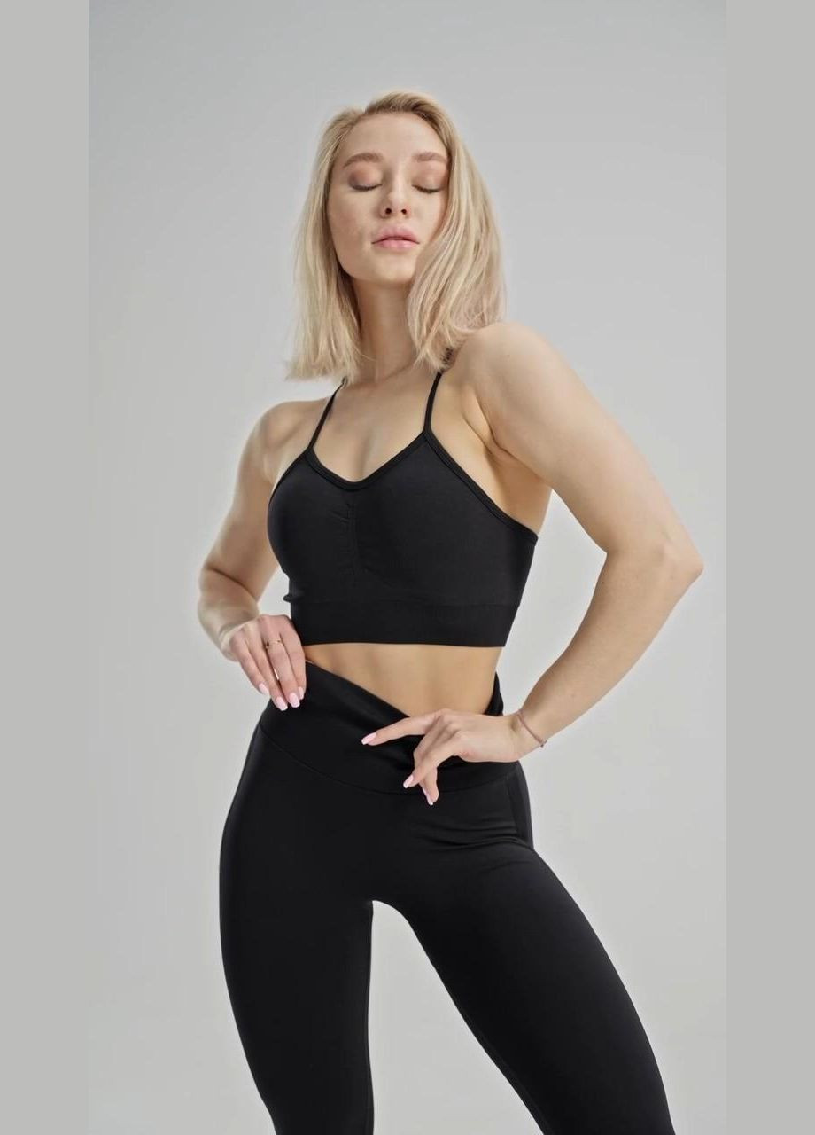 Костюм 2 в 1 (топ и леггинсы) с пуш-ап эффектом черного цвета, размер XL Trends (330757708)