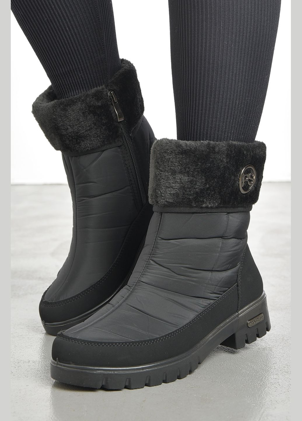 Дутики жіночі на хутрі чорного кольору Let's Shop (305573028)