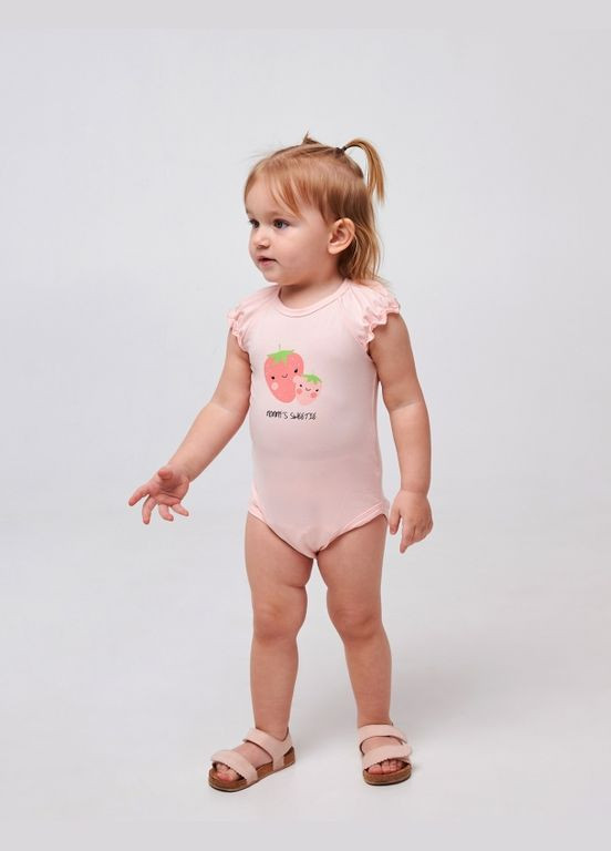 Дитячий боді-футболка | 68, 74, 80, 86 | 95% бавовна | Малюнок | Літо | Комфортно та стильно Рожевий персик Smil (284116676)