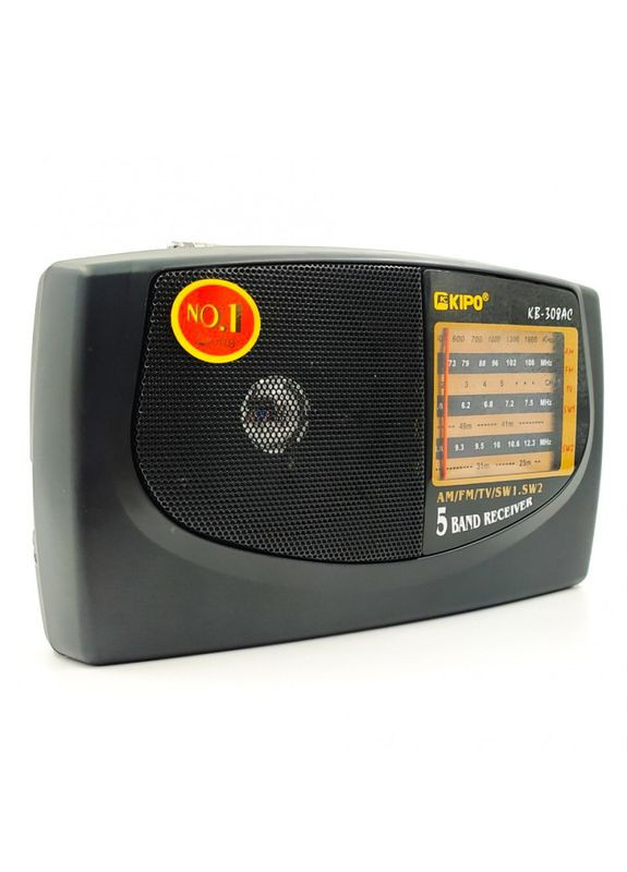 Портативный радиоприемник AC на батарейках 11,7 х 20,5 х 6,8 см черный (1756375740) Kipo KB-308 (335419320)