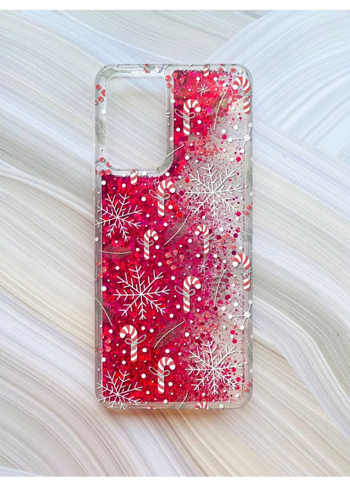 Чохол з плаваючими блискітками на Xiaomi Redmi Note 10 Pro/10 Pro Max Рожевий Новорічний фон (принт 199) CASE CONTROL (362962298)