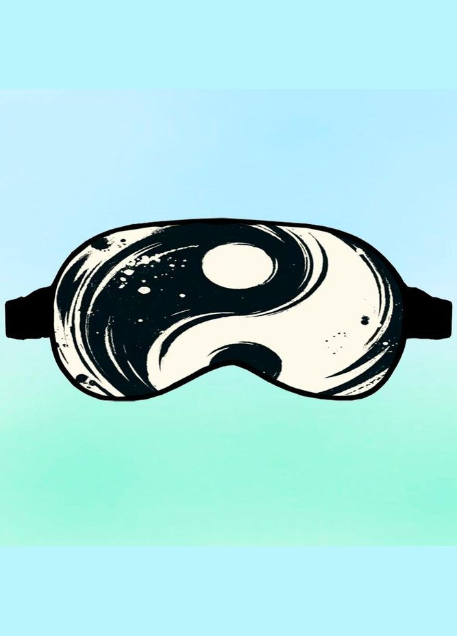 Маска для сна Ин-Янь Черная с принтом No Brand (315046710)