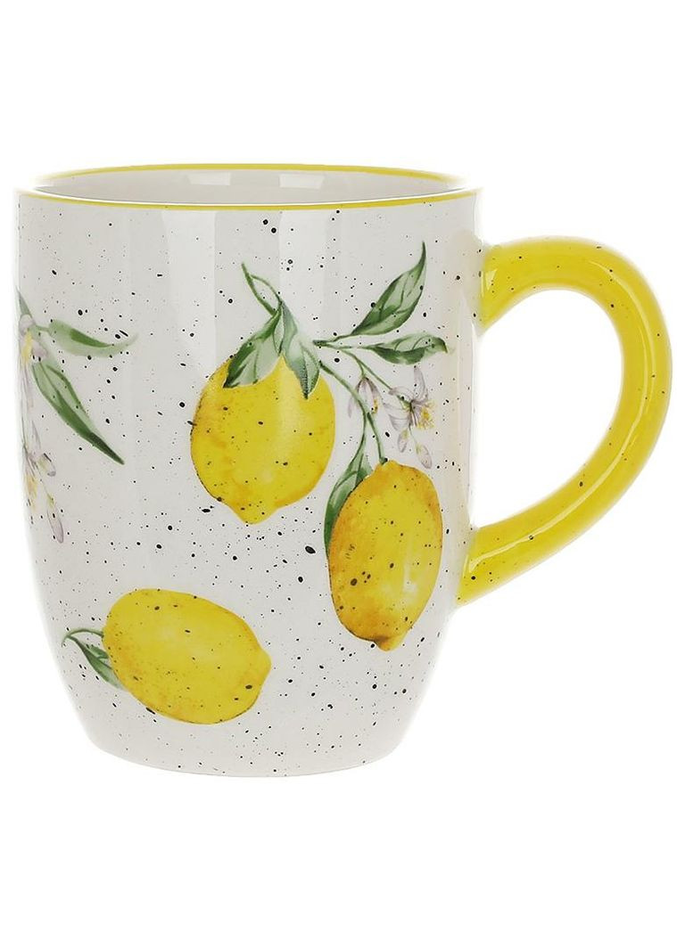 Керамічний кухоль Соковиті Лимони 350мл для сервірування столу яскрава чашка для напоїв BonaDi (368987882)
