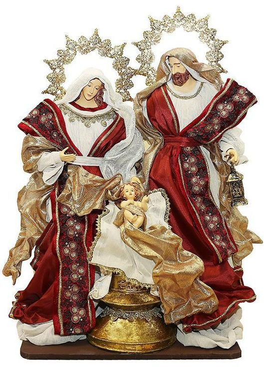 Рождественская декоративная композиция "Вертеп" 60см, 3 фигуры на подставке (в красном) BonaDi (329897779)