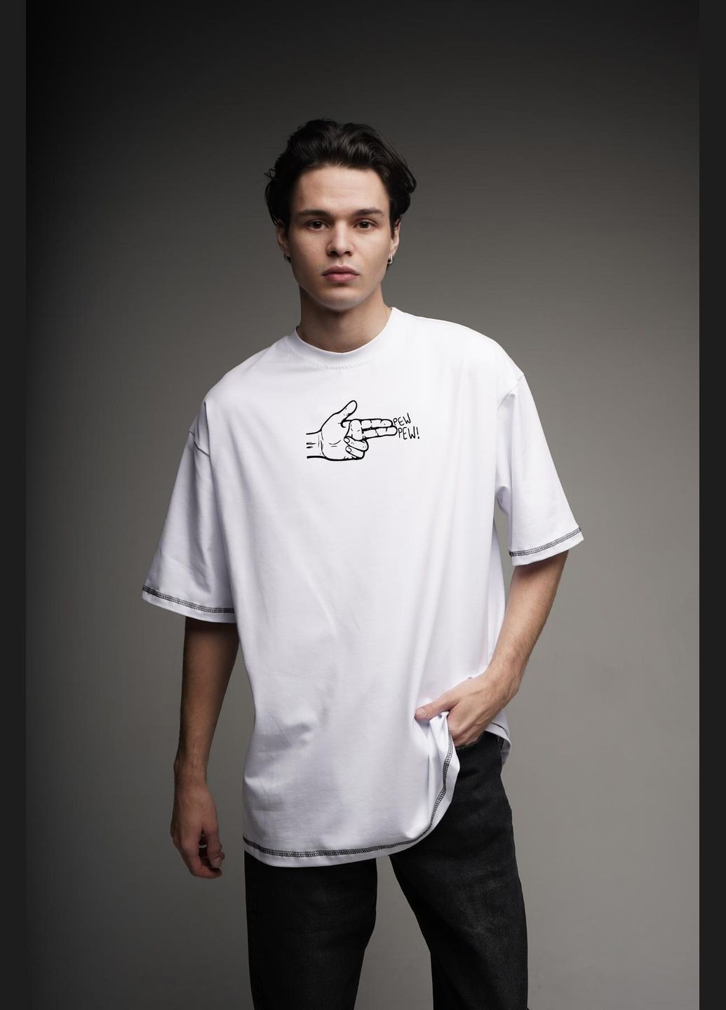 Біла стильна оверсайз футболка💥 Luna