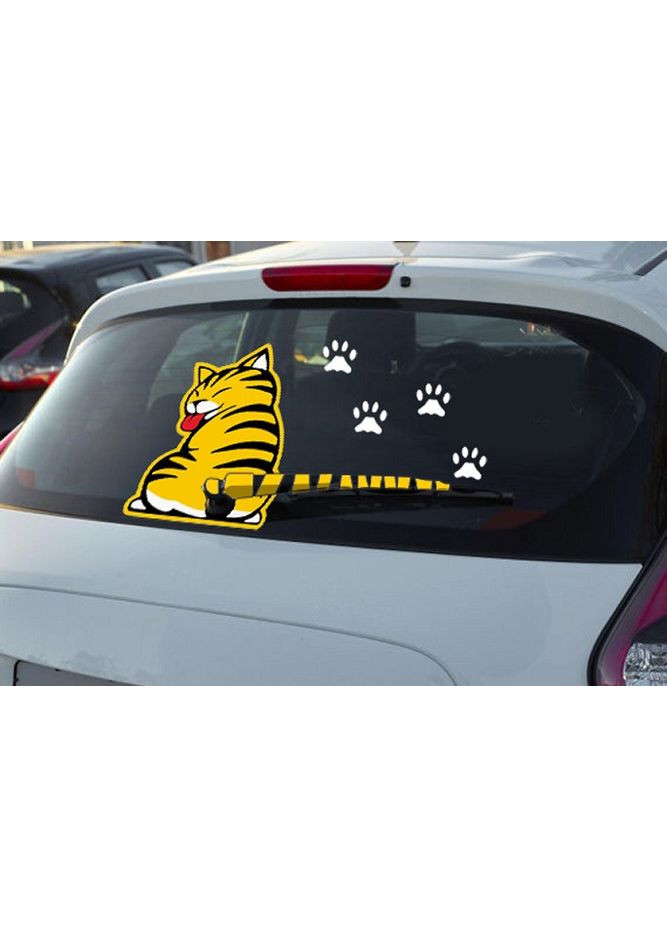 Наклейка на заднее стекло дворники авто 3D TUNING STUDIO Кот с хвостом и лапами 250х246х0.15мм No Brand (362497963)