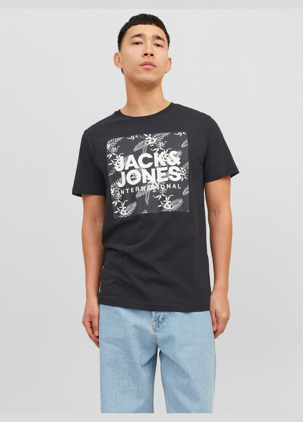 Черная футболка basic,черный с принтом,jack&jones Jack & Jones