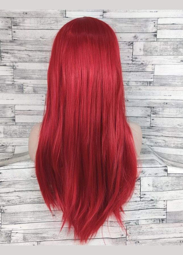 Перука червона пряма з проділом без чубчика жіноча для жінок 70см зі штучного волосся No Brand 1832 (321115262)