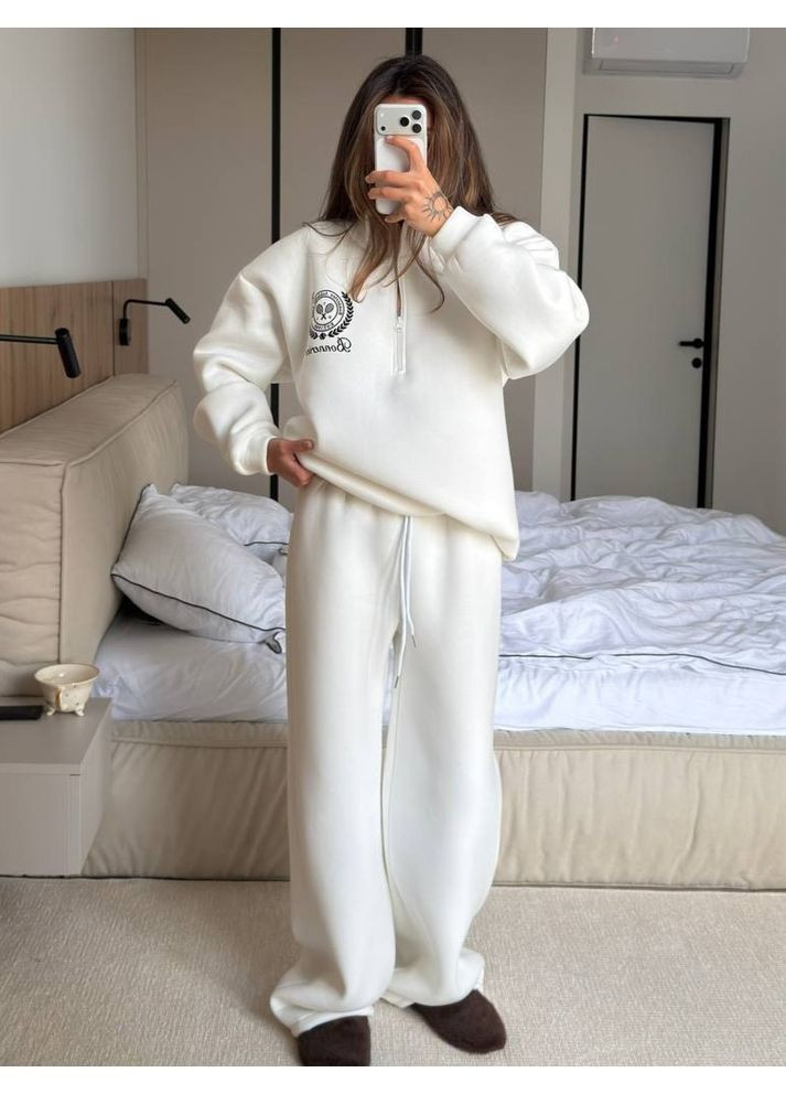 Стильный молочный костюм Тринитка на флисе Турция Україна (366671215)