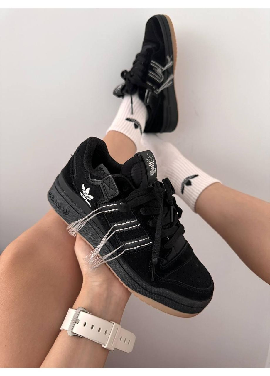 Чорні Осінні кросівки чоловічі adidas forum black / white threads адідас форум No Brand