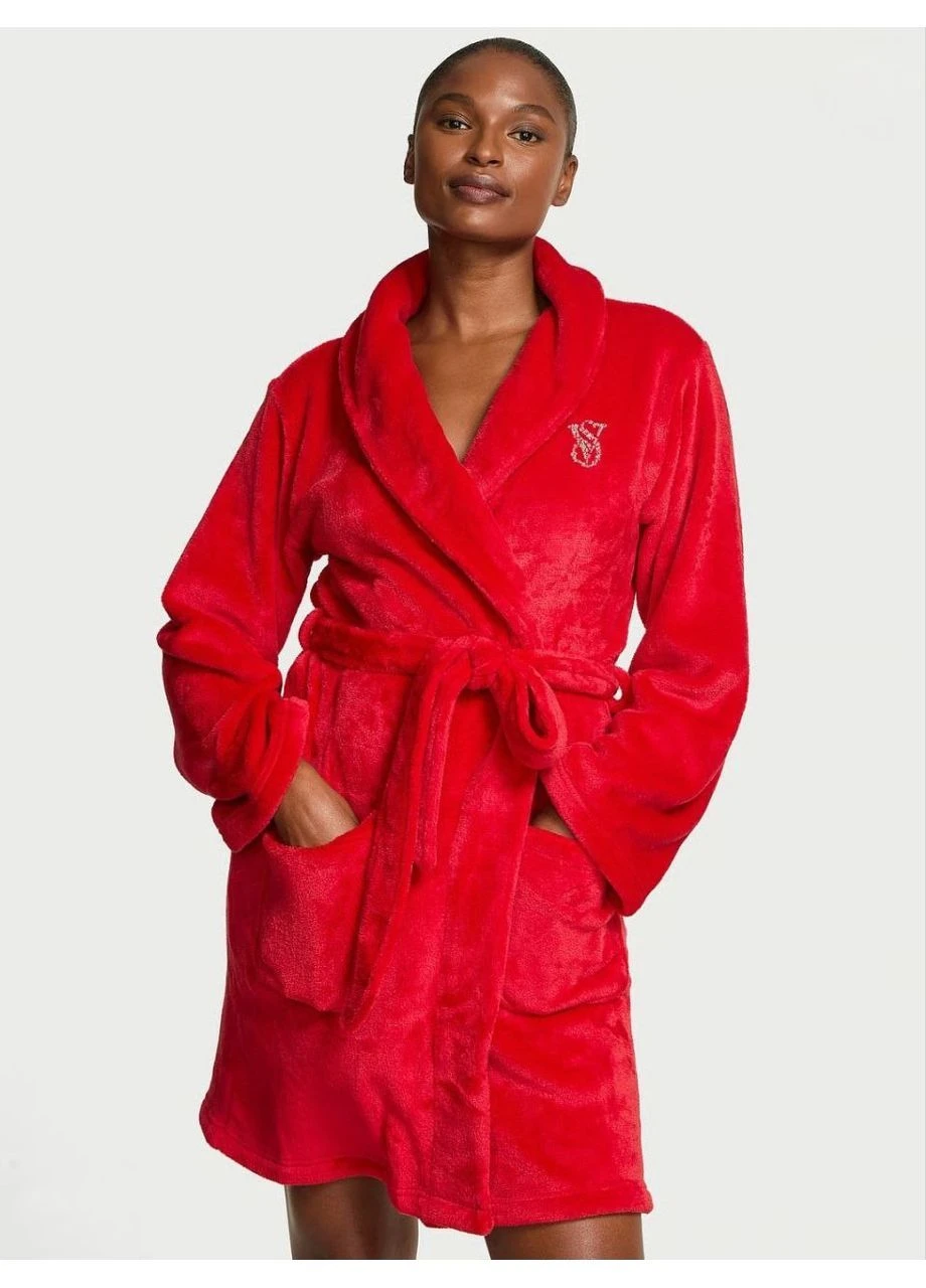 Теплий, плюшевий червоний Victoria's Secret халат (379306121)