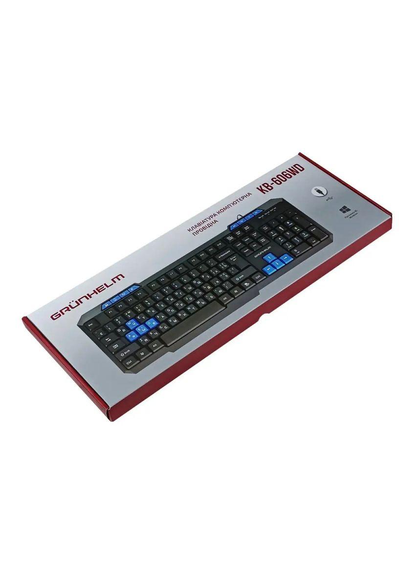 Клавіатура комп'ютерна провідна KB-606WD 1.5 м чорна Grunhelm (366422691)