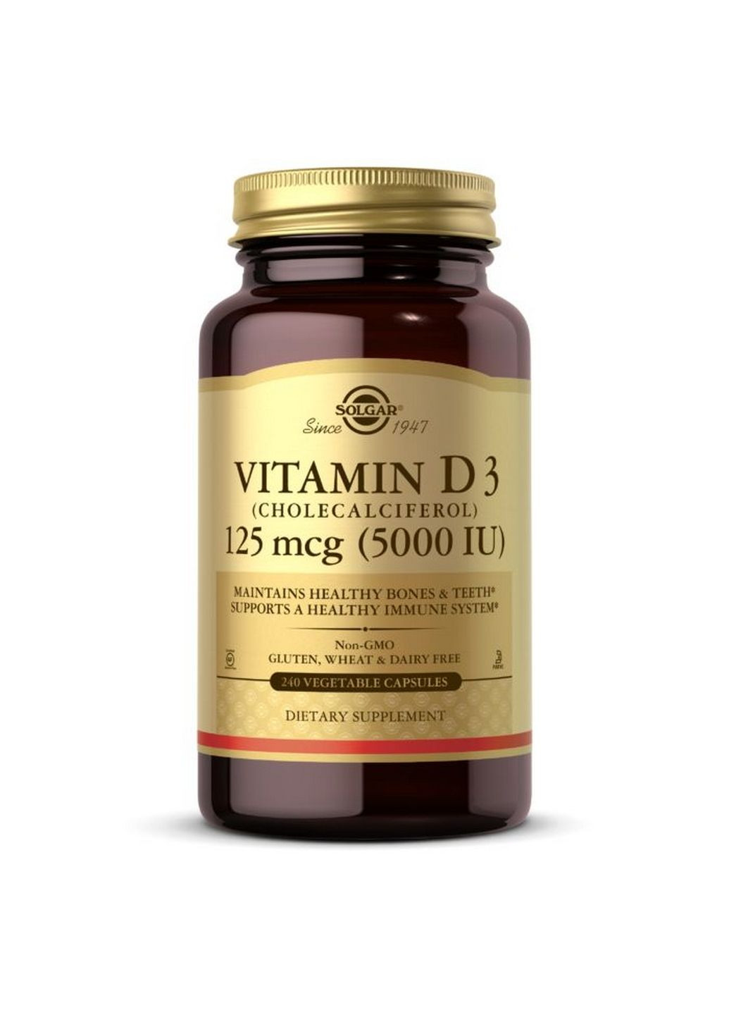 Вітаміни та мінерали Vitamin D3 125 mcg, 240 вегакапсул Solgar (293341275)