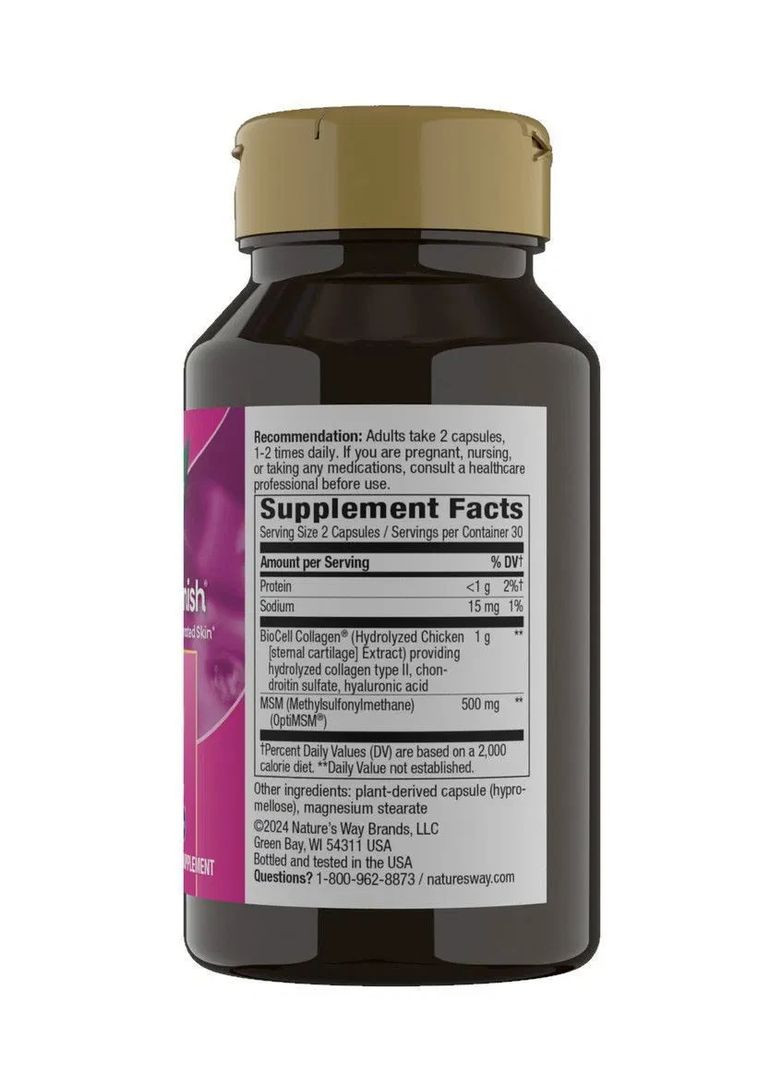 Гіалуронова кислота + МСМ Hyaluronic Acid With MSM 60 капсул Nature's Way (361113829)