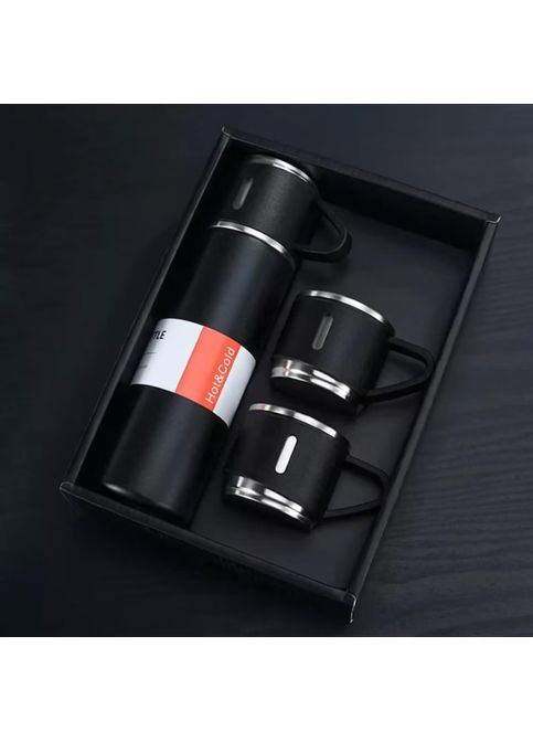 Подарунковий набір Vacuum Flask SET вакуумний термос із неіржавкої сталі 3 чашки Чорний No Brand (323486496)