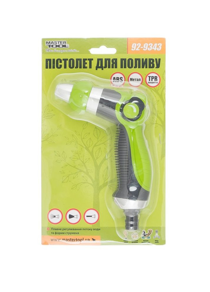 Пистолет для полива 1/2" корпус ABS+металл TPR покрытие плавная регулировка потока воды 92-9343 Mastertool (364121197)